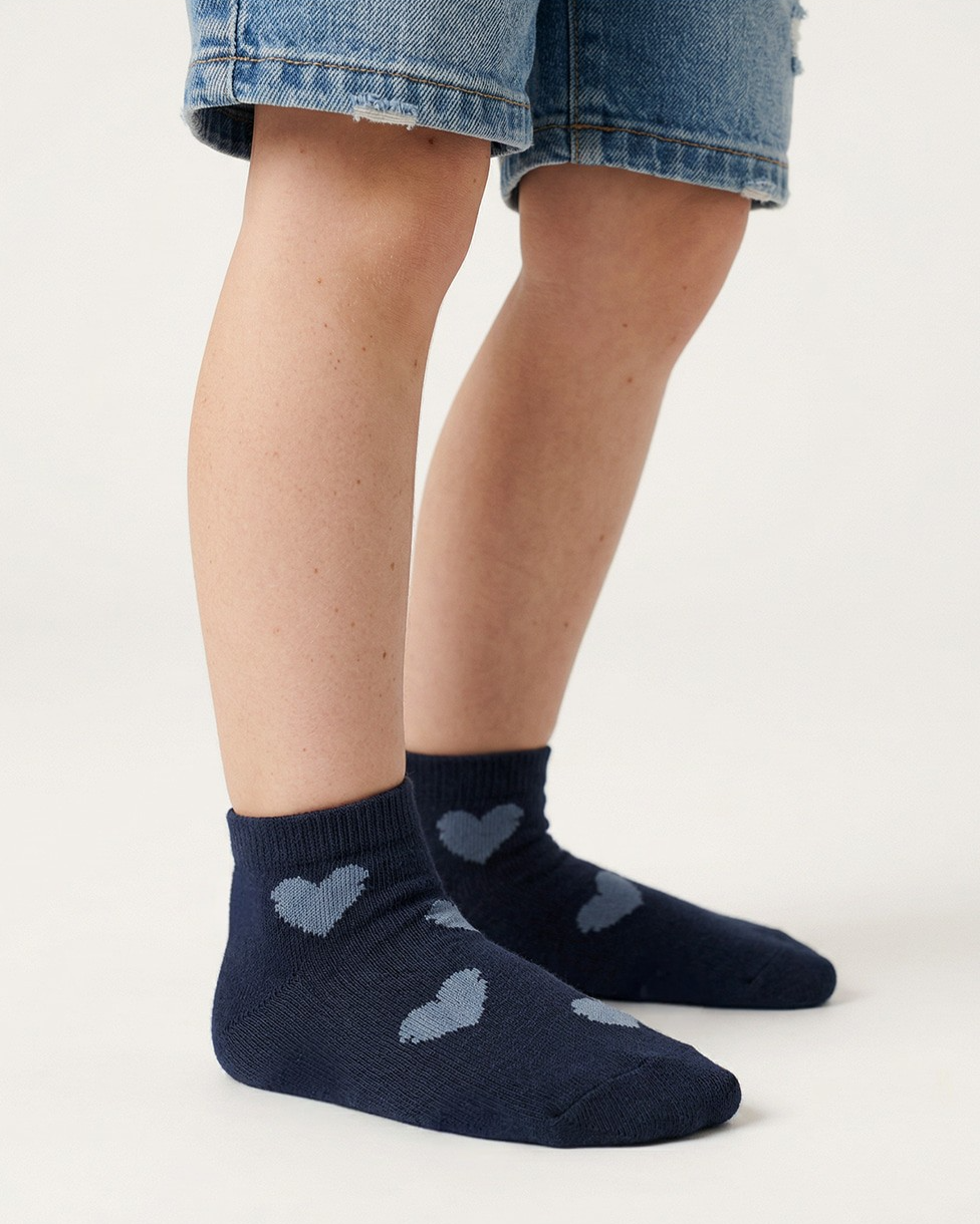 Navy BB Heart Jacquard Socks