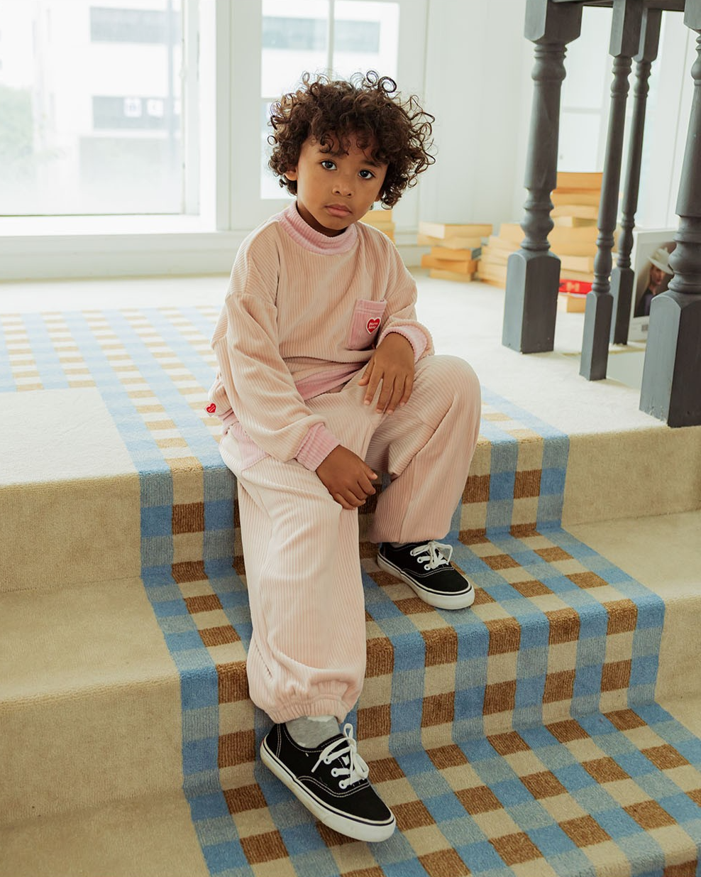 [SET] Pink BB Heart Velour Half Neck Jogger