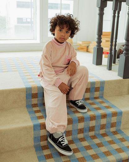 [SET] Pink BB Heart Velour Half Neck Jogger