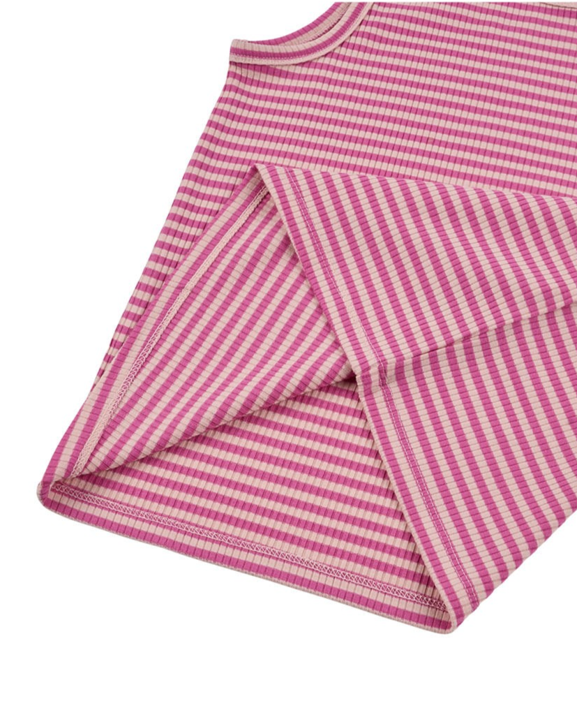 [SET] Pink BB Heart Stripe Sleeveless Shorts