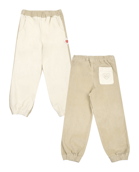 Ivory Color Block Corduroy Jogger