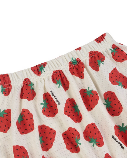 [BABY SET] Red Berry Pattern Mesh Sleeveless Shorts