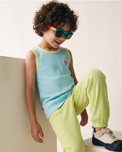 [SET] Light Blue BB Heart Two-Tone Sleeveless One Mile