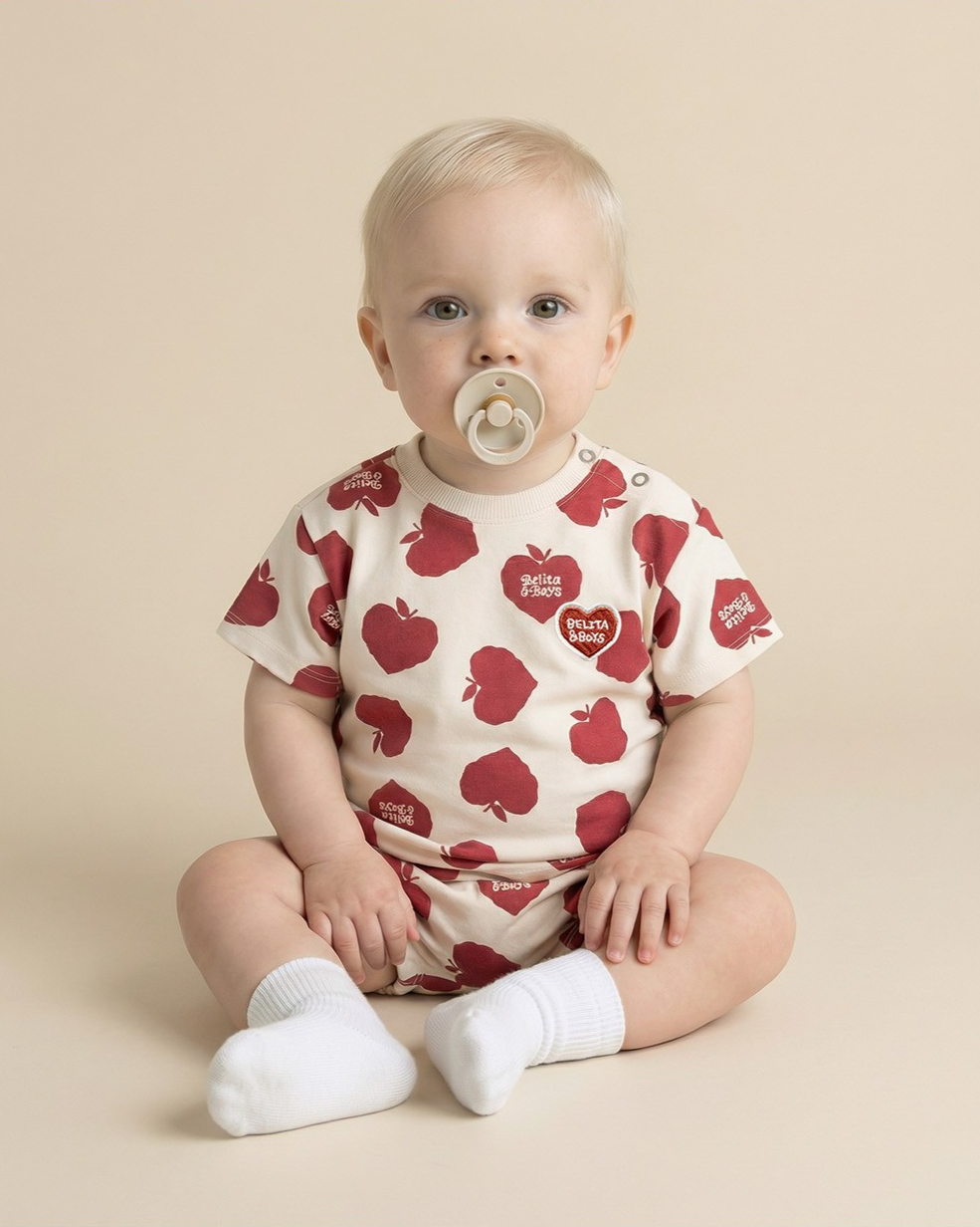 [BABY SET] Red Bubble Apple Pattern Shorts