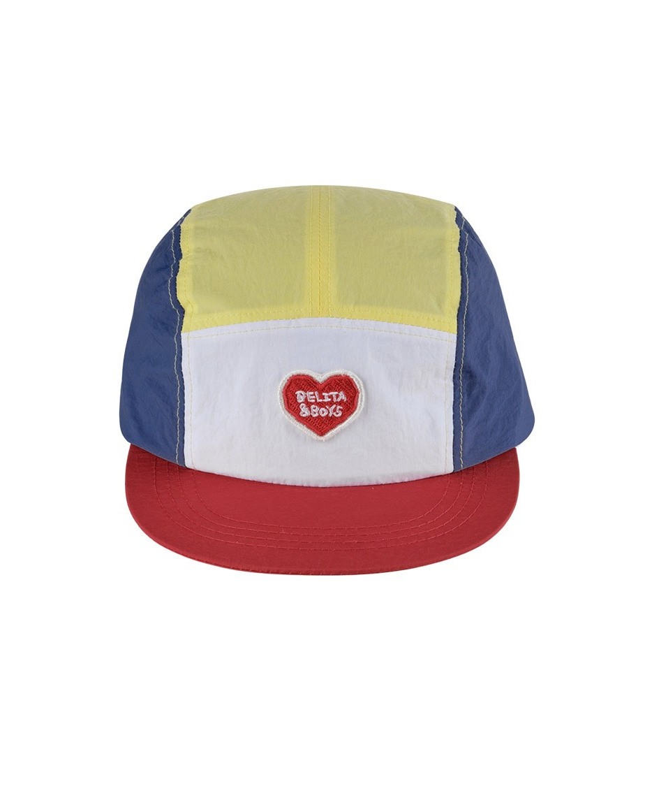 White BB Heart Color Block Mesh Camp Cap