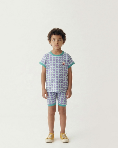 Violet BB Heart Pattern One Mile Short Sleeve