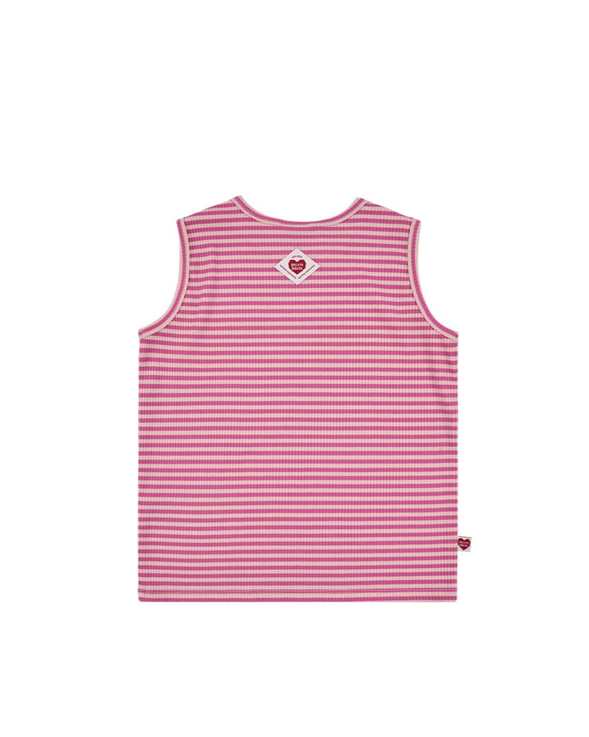 [SET] Pink BB Heart Stripe Sleeveless Shorts