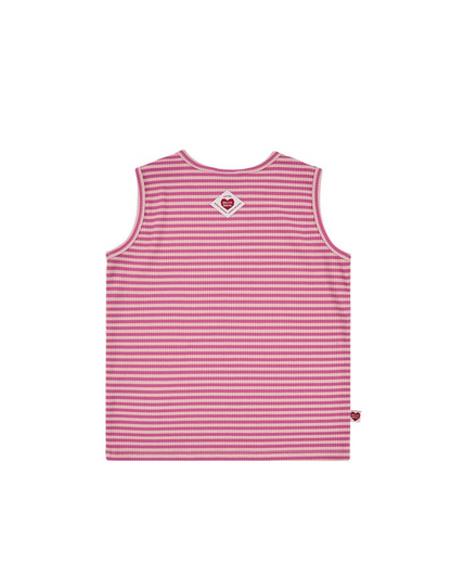 [SET] Pink BB Heart Stripe Sleeveless Shorts