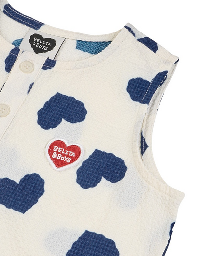 [SET] Blue Heart Pattern Polysucker Sleeveless Crop