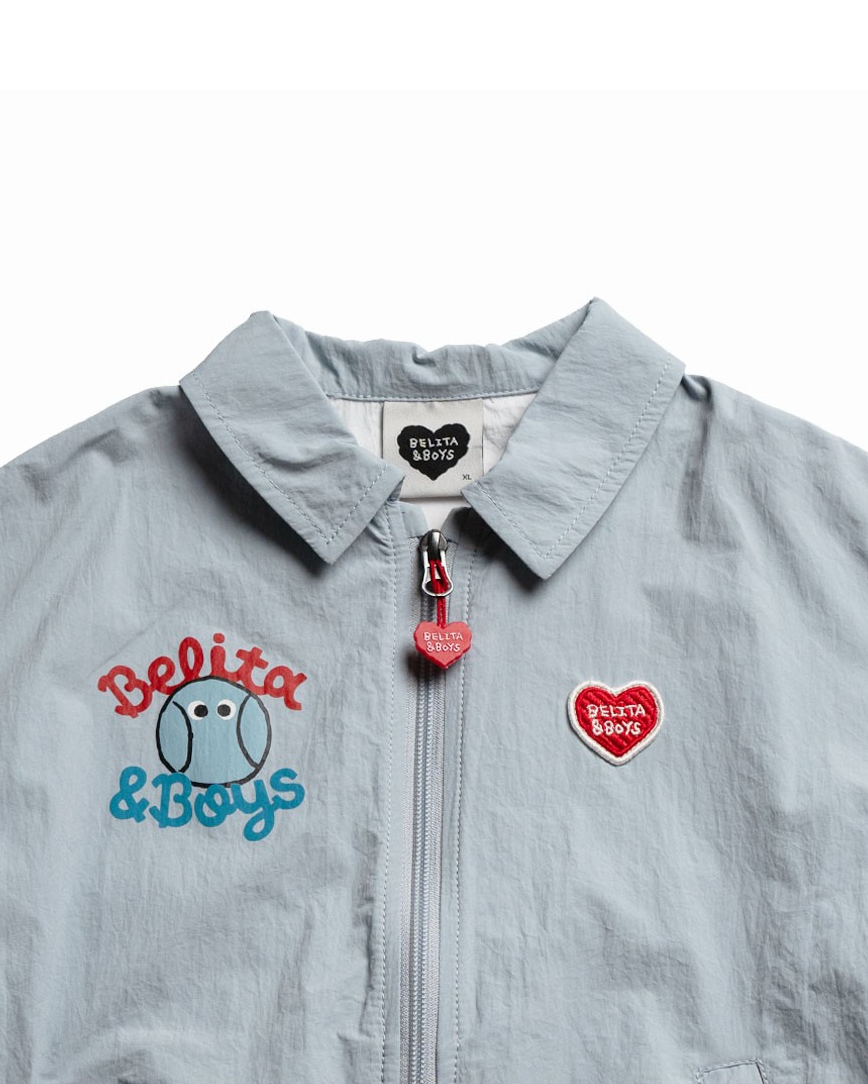 Light Blue Tennis Color Block Collar Windbreaker