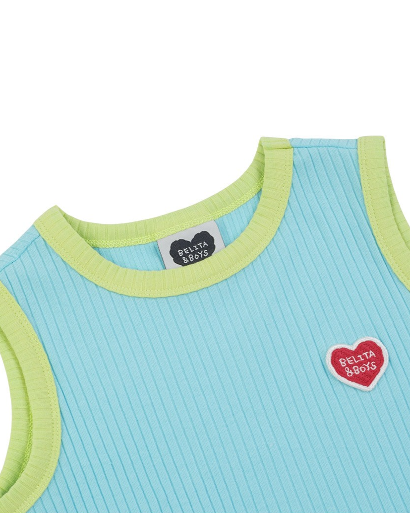 [SET] Light Blue BB Heart Two-Tone Sleeveless One Mile