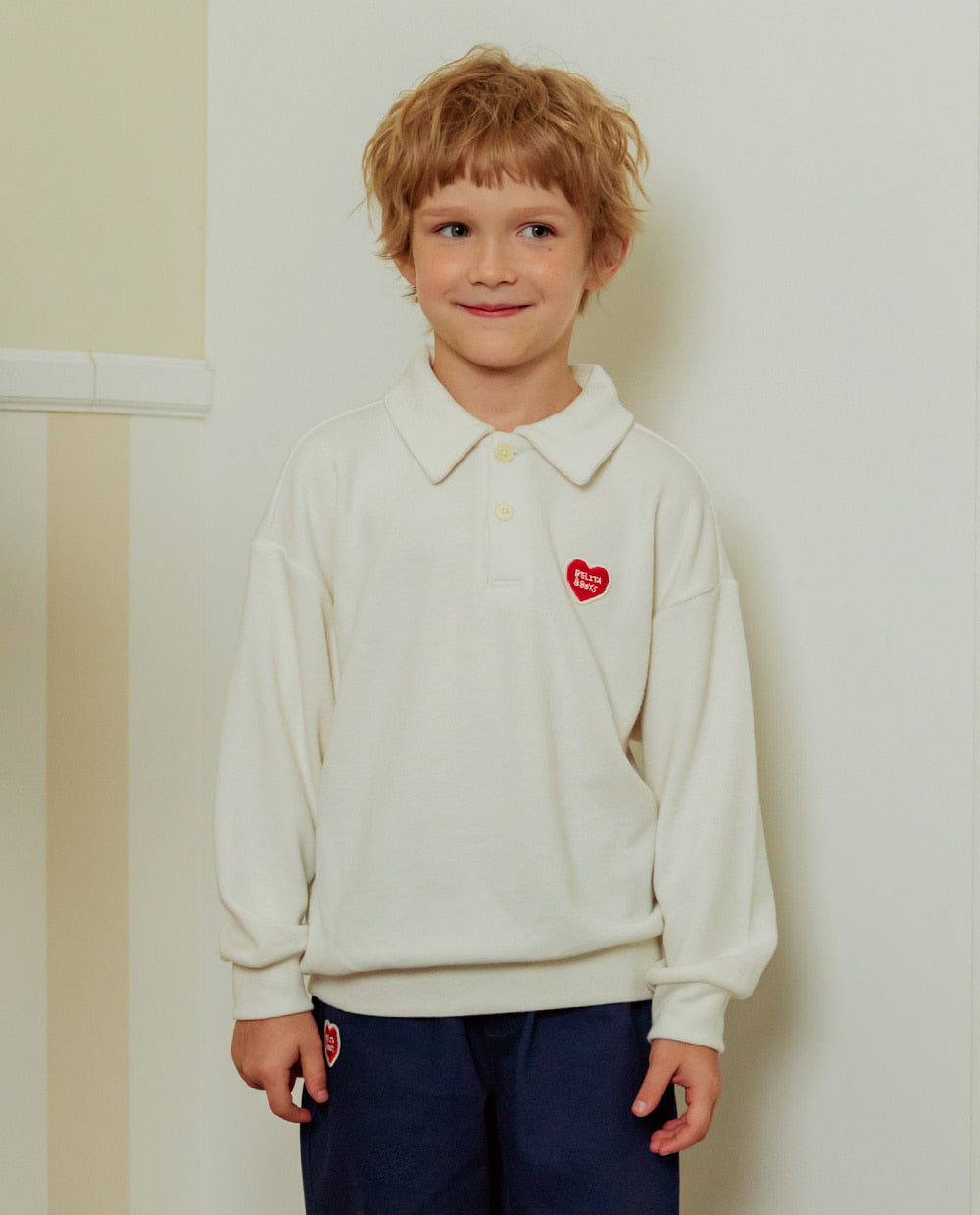 Cream BB Heart Collar Knit Sweater