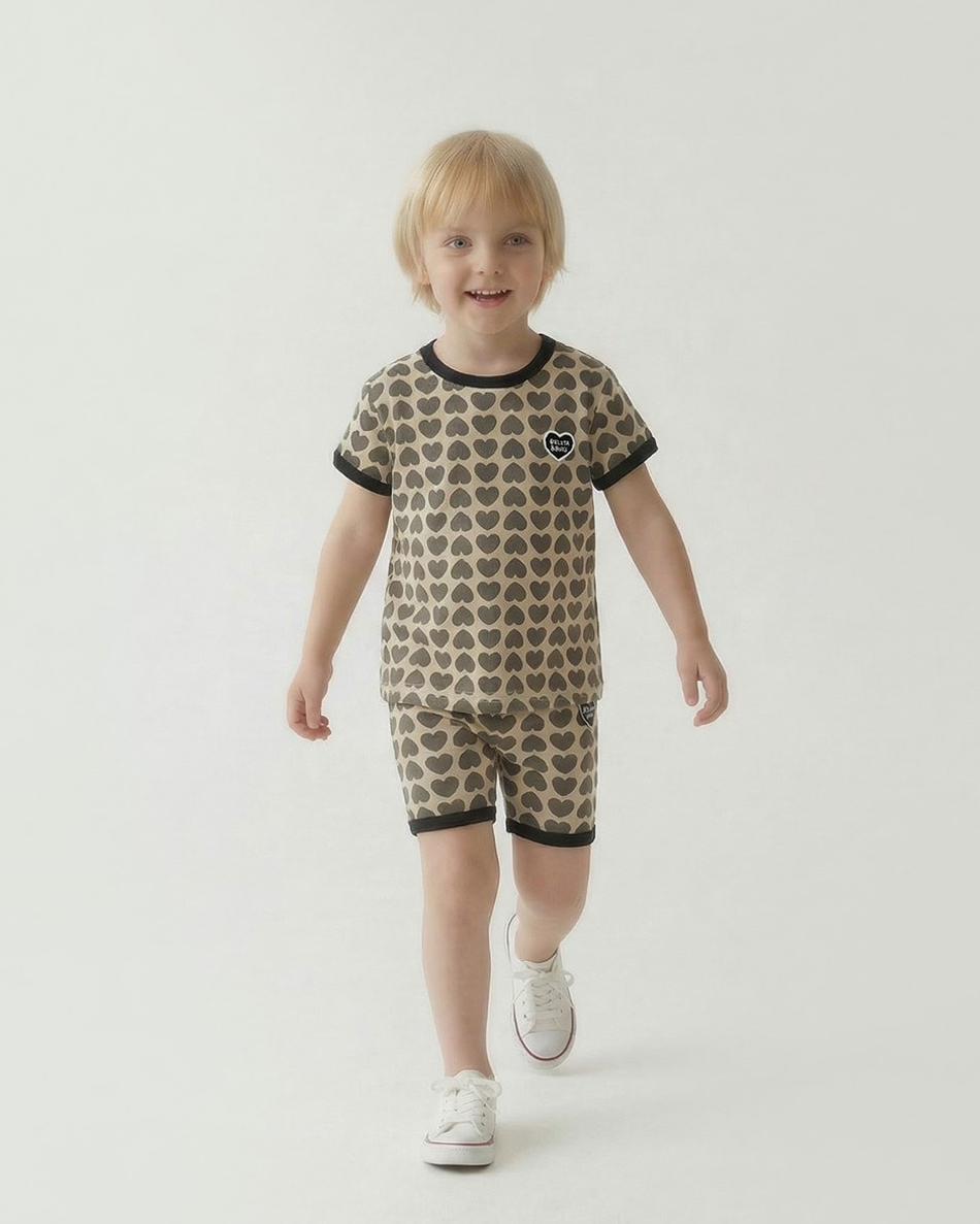Charcoal BB Heart Pattern One Mile Shorts