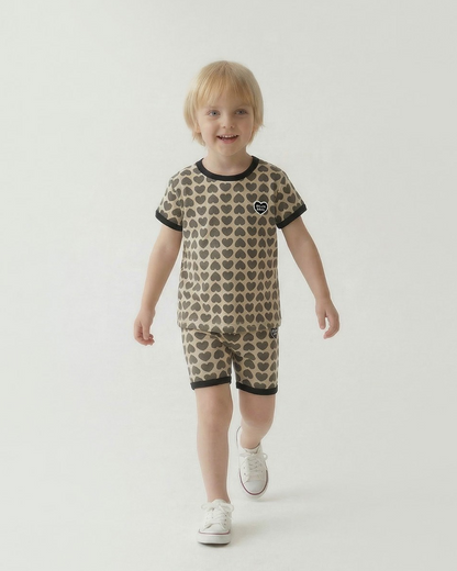 Charcoal BB Heart Pattern One Mile Shorts