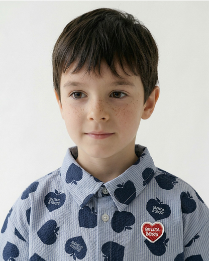 [SET] Navy Bubble Apple Polysucker Shirt & Shorts