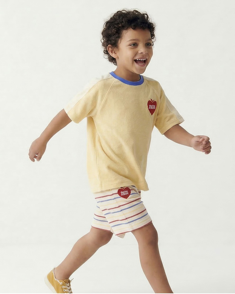 Cream Bubble Apple Rainbow Stripe Terry Shorts