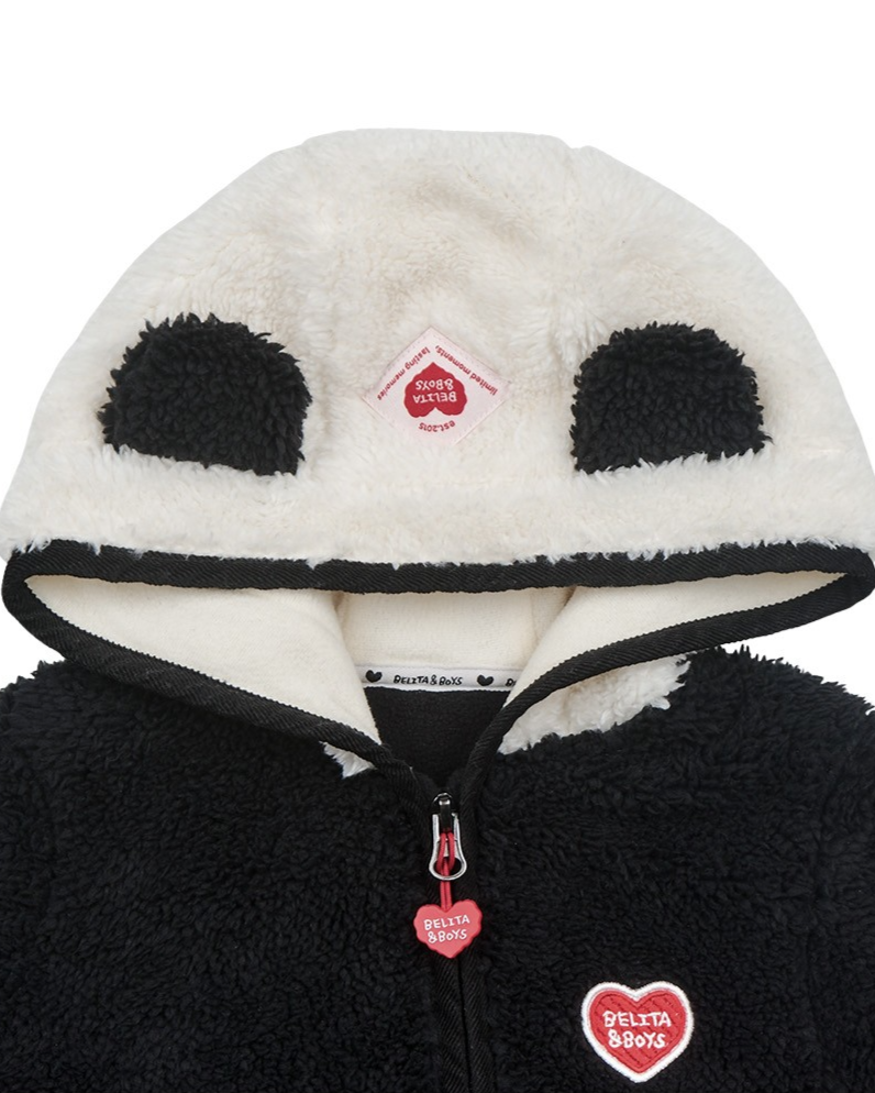 BABY Black Bear Fur Hooded Jumpsuit