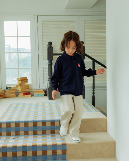 Navy BB Heart Collar Knit Sweater