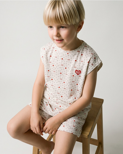 [SET] Light Grey Heart Star Mesh Sleeveless Shorts