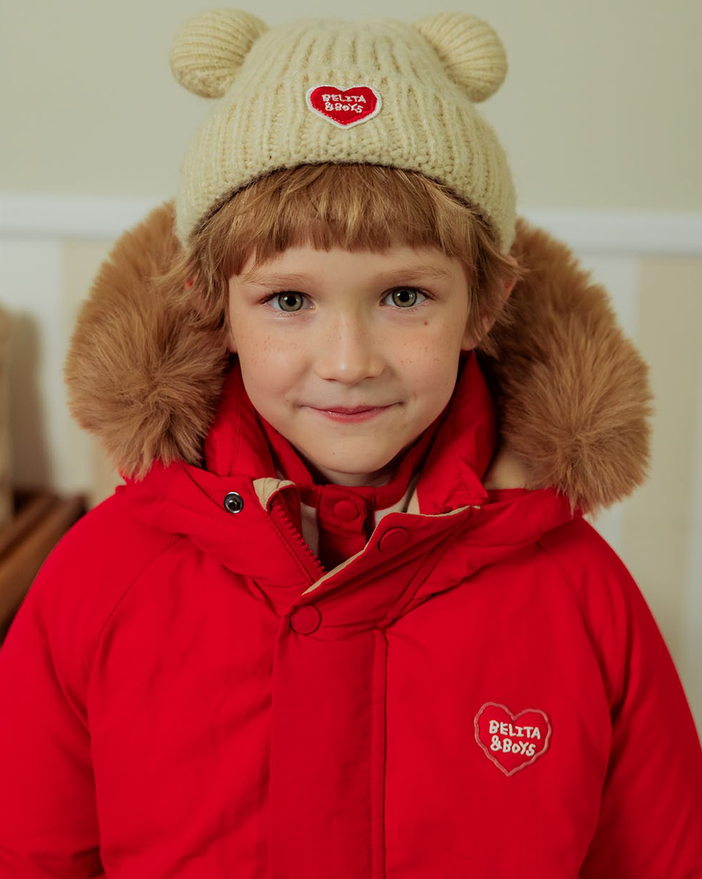 Red Duck Down Fur Hooded Taslan Jumper