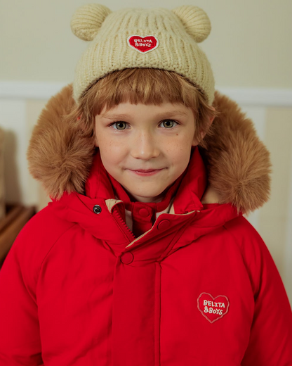 Red Duck Down Fur Hooded Taslan Jumper