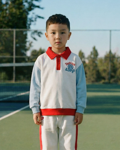 [SET] Ivory Tennis Color Block Collar Jogger