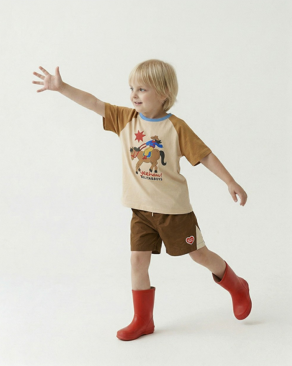 Brown BB Heart Edge Color Block Shorts