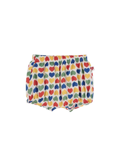 [BABY GIRL SET] Cream Rainbow Heart Mesh Sleeveless Shorts