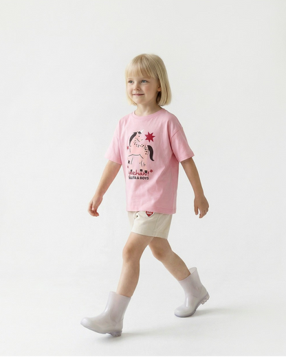 Ivory BB Heart Nylon Shorts