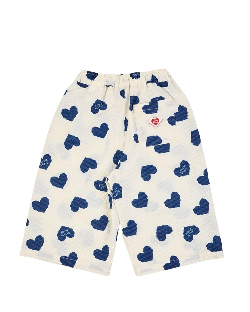 [SET] Blue Heart Pattern Polysucker Sleeveless Crop