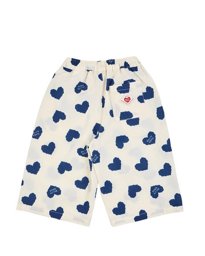 [SET] Blue Heart Pattern Polysucker Sleeveless Crop