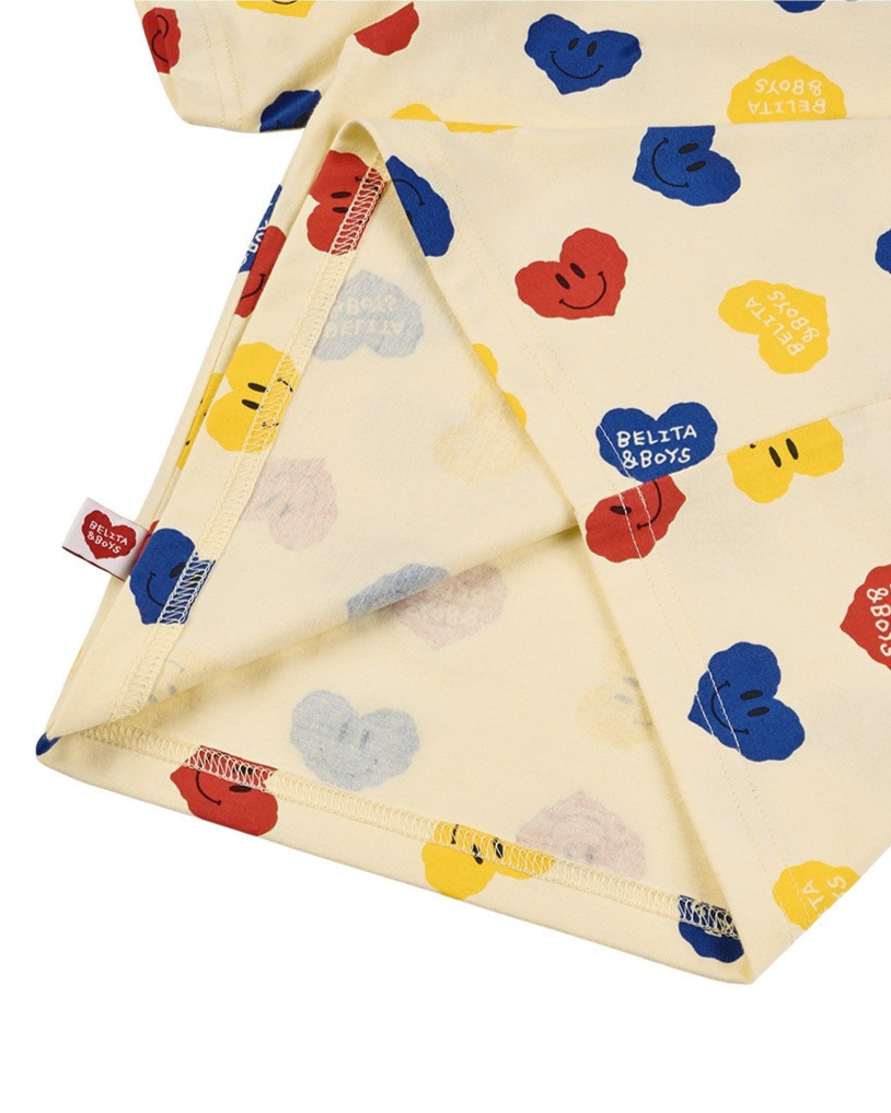 [SET] Light Yellow Smile Heart Pattern Shorts