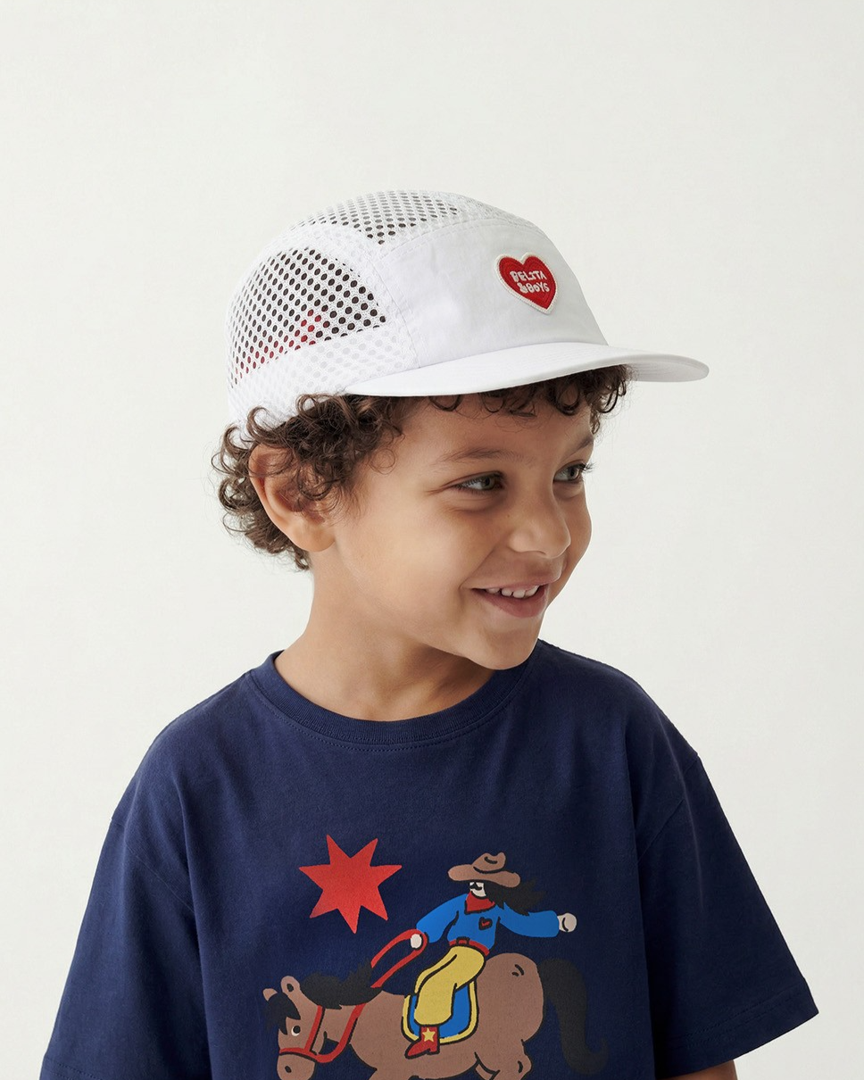 White BB Heart Mesh Camp Cap