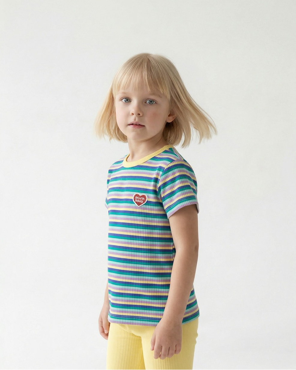 [SET] Light Yellow Colorful Stripe Short One Mile