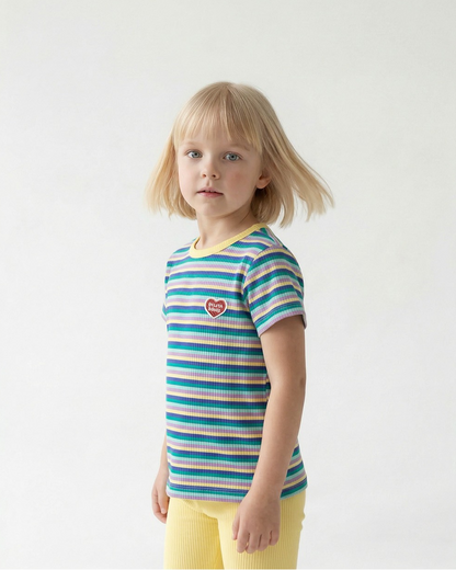 [SET] Light Yellow Colorful Stripe Short One Mile