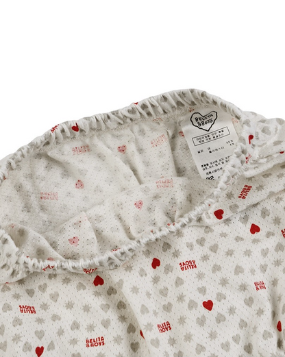 [BABY GIRL SET] Light Grey Heart Star Mesh Sleeveless Shorts
