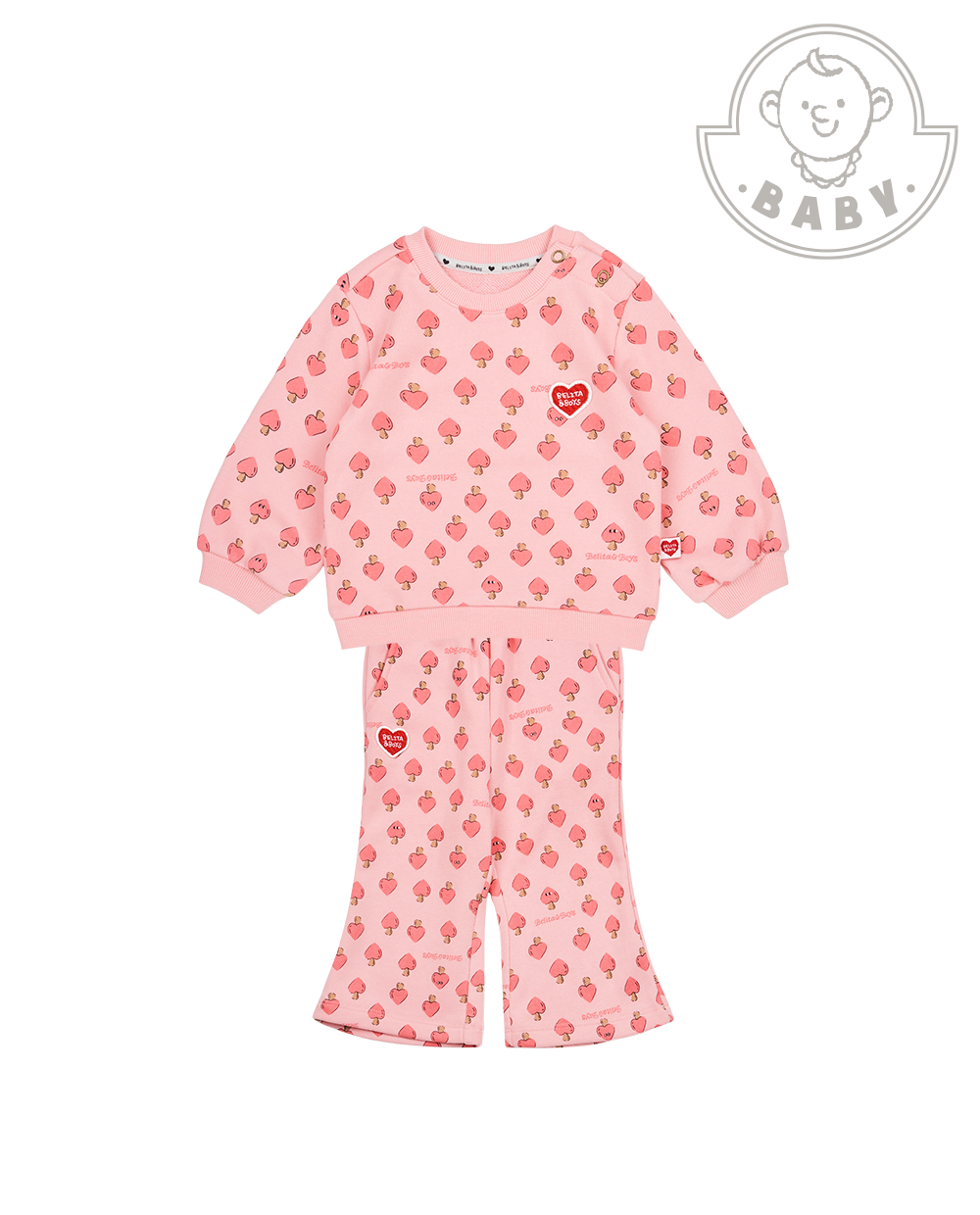 [BABY SET] Pink Mushroom Pattern Frill Jogger