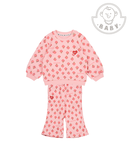 [BABY SET] Pink Mushroom Pattern Frill Jogger