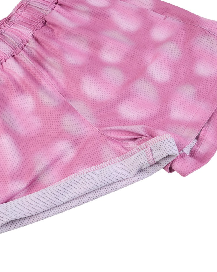 [GIRL SET] Pink Water Dye Heart Pattern Sleeveless Shorts