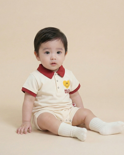 BABY Red Smile Heart Collar Jumpsuit