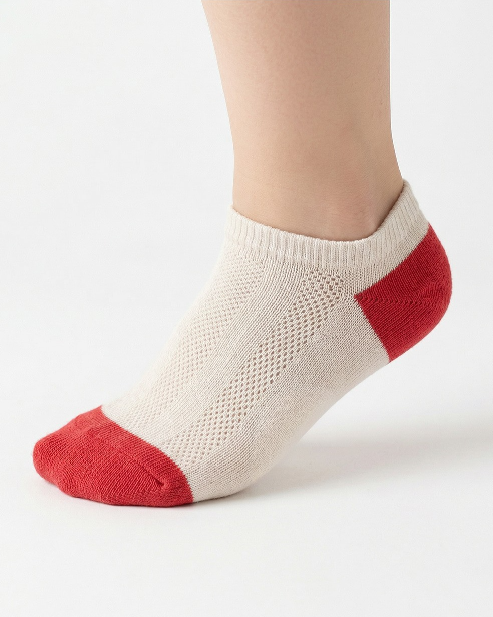 Cream Color Block Jacquard Socks