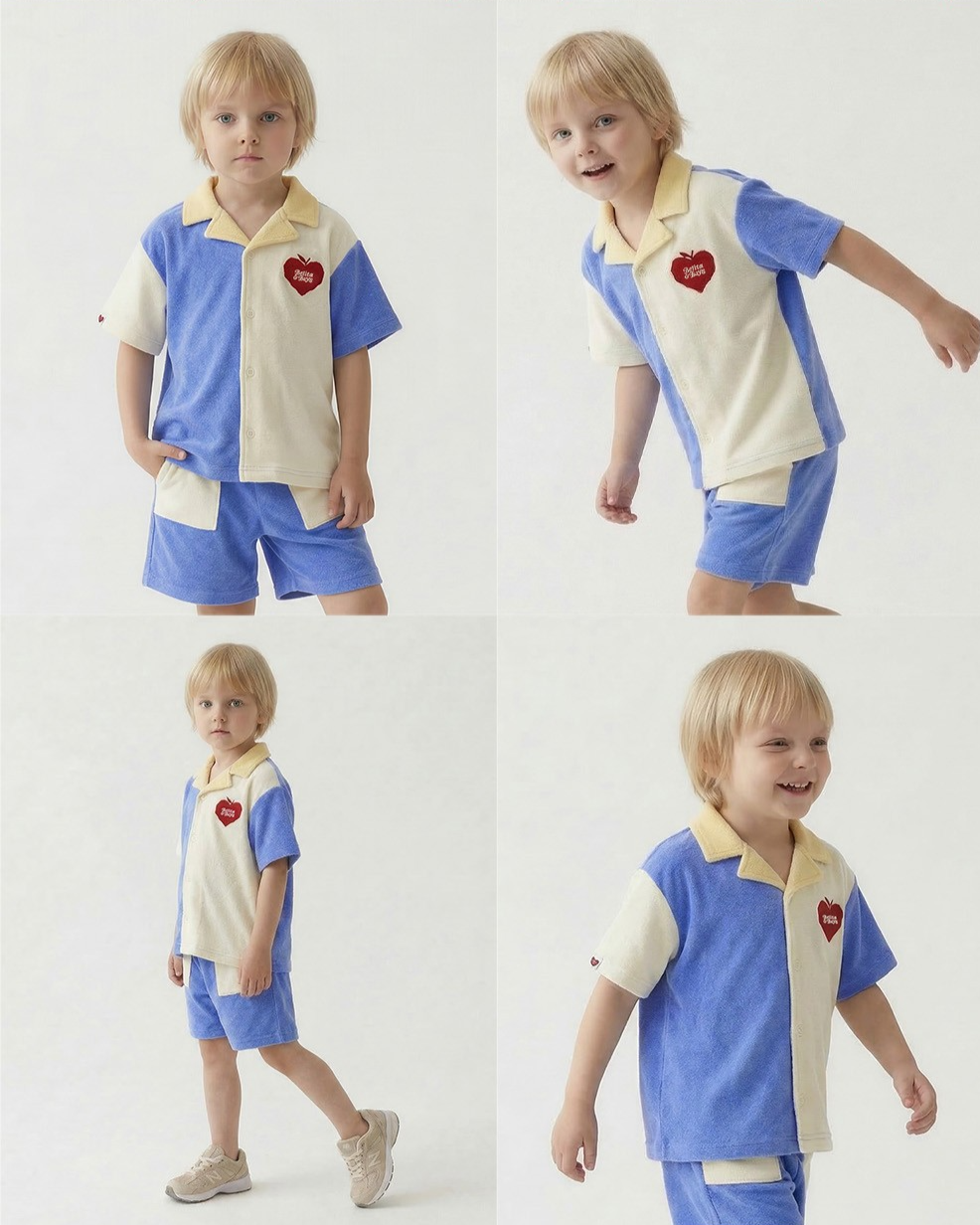 Blue Bubble Apple Terry Shorts