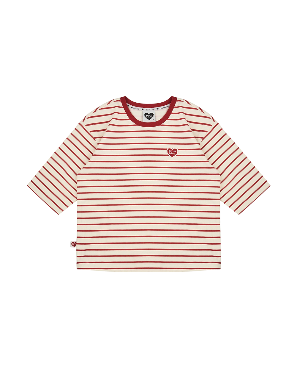 Red BB Heart Fine Stripe Mid Sleeve