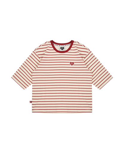 Red BB Heart Fine Stripe Mid Sleeve