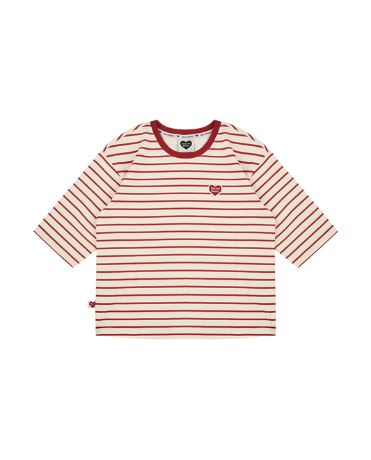 Red BB Heart Fine Stripe Mid Sleeve