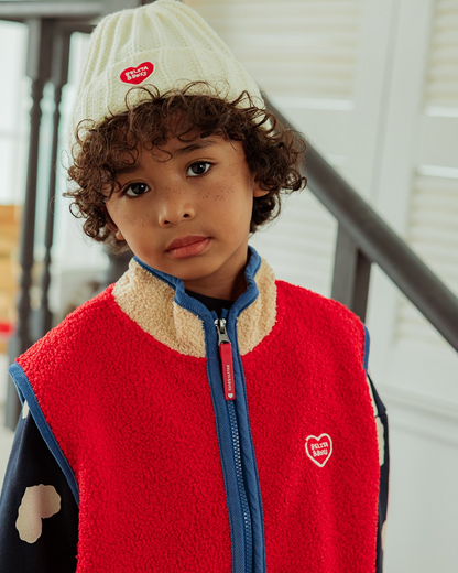 Cream BB Heart Short Beanie