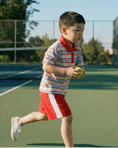 Light Blue Tennis Multi Stripe Rugby Shirt