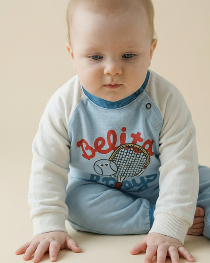 [BABY SET] Light Blue Tennis Color Block Jogger
