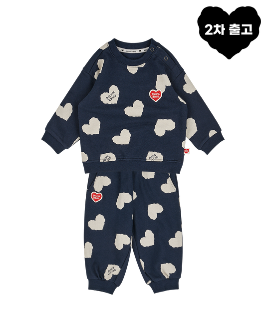 [BABY SET] Navy BB Heart Pattern Jogger