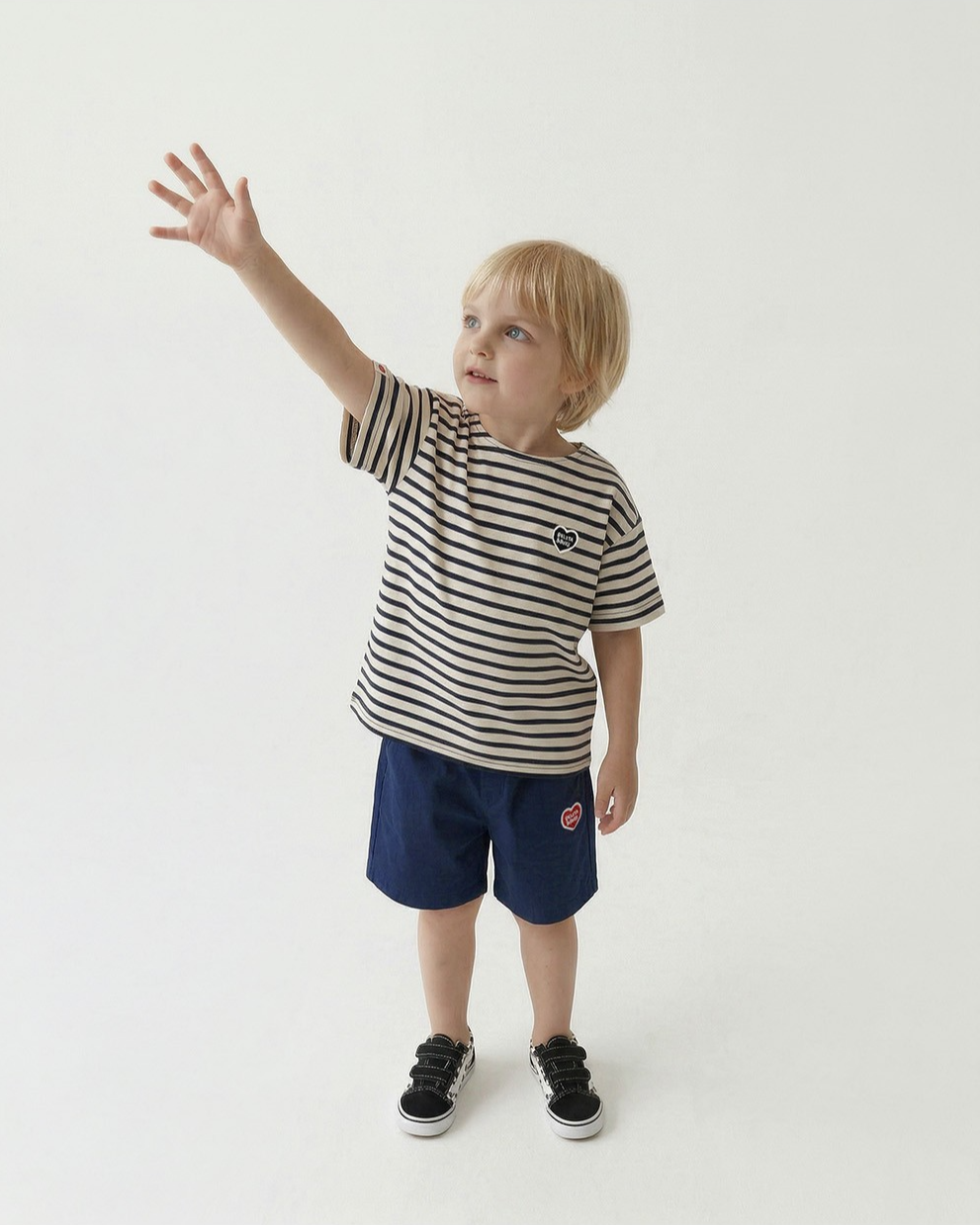 Navy BB Heart Nylon Shorts